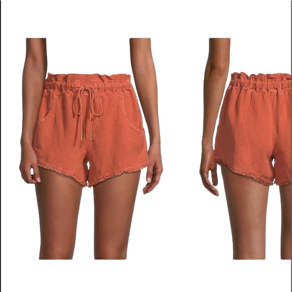 Young Fabulous & Broke Pants - NWT Young Fabulous & Broken linen blend Izzy paper bag rust colour short medium